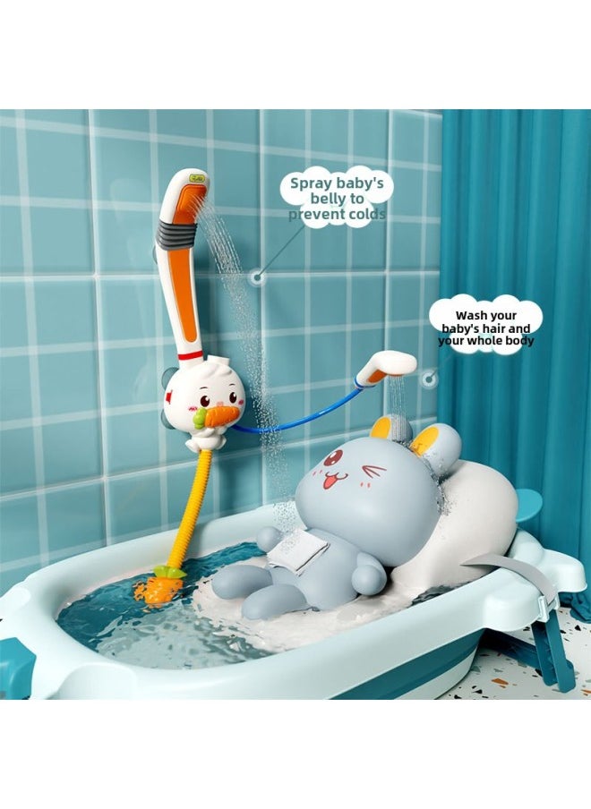 Baby Yellow Duck Bath Toy Baby Play Radish Submarine Shower Head Bathroom Rabbit Shower Head-Color:Spray Boat (with Shower) Ordinary