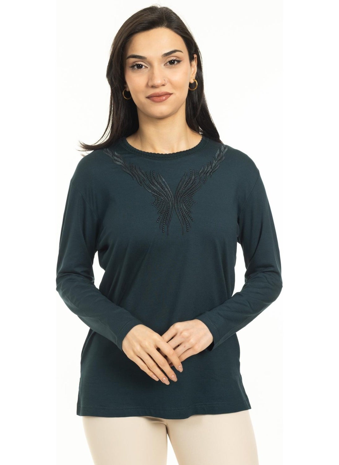 New Season Women Middle Age and Above New Pattern Knitwear Collar Lycra Mother Combed Cotton Blouse 30520