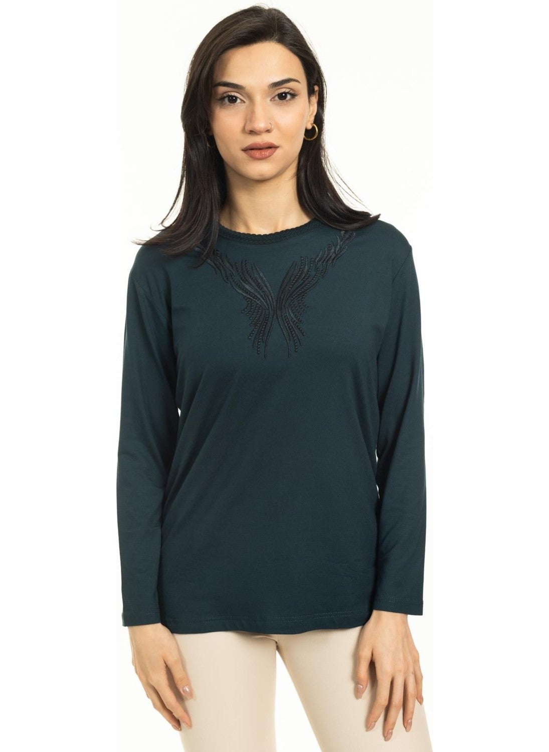 New Season Women Middle Age and Above New Pattern Knitwear Collar Lycra Mother Combed Cotton Blouse 30520