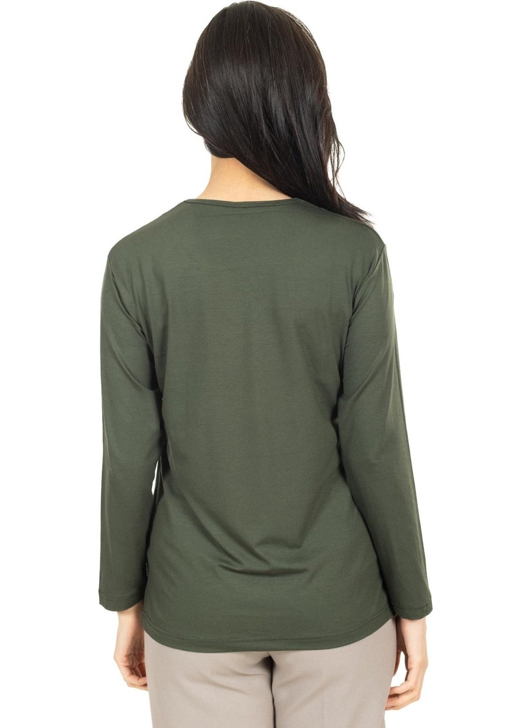 Women Middle Age and Above New Model V Neck Plain Model Mother Cotton Blouse 30565