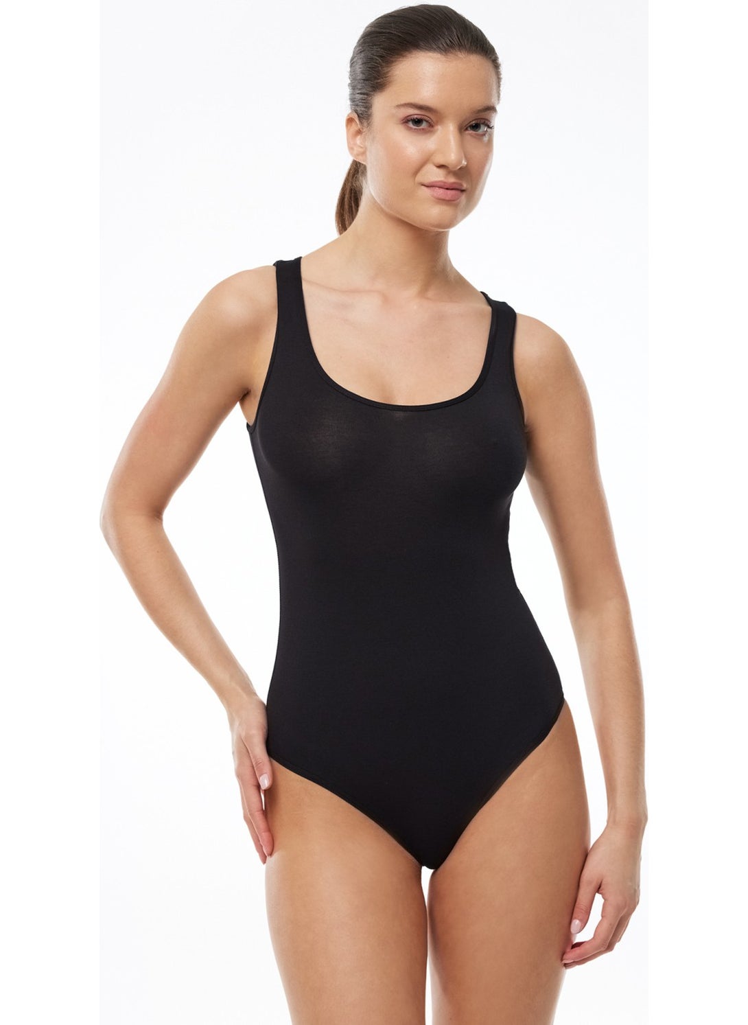 Black Women's Thick Strap Snap 2 Pack Economic Undershirt 115