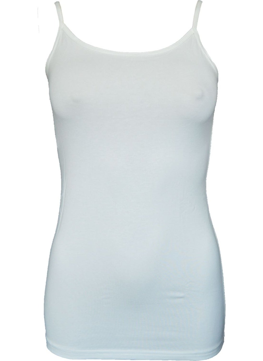 Women's Ecru Adjustable Rope Strap Long Modal Tank Top 144