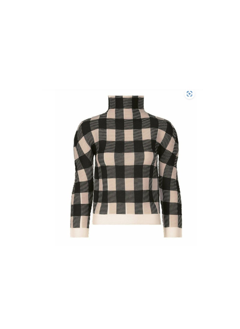 Sanjiang 3 Months New Model 2023 Me Pleated Series Half Polo / Turtle Neck Short Sleeves T-shirt Womens Thin Pullover Top Black Gray