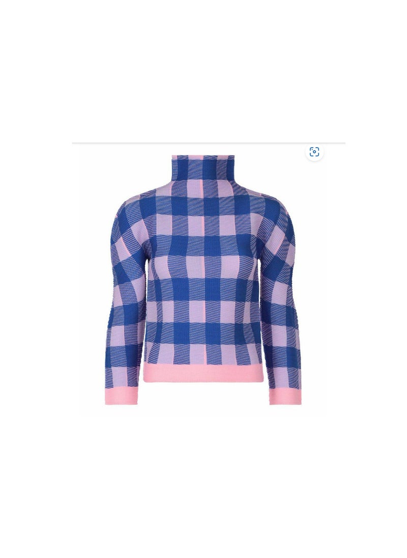 Sanjiang 3 Months New Model 2023 Me Pleated Series Half Polo / Turtle Neck Short Sleeves T-shirt Womens Thin Pullover Top Powder blue