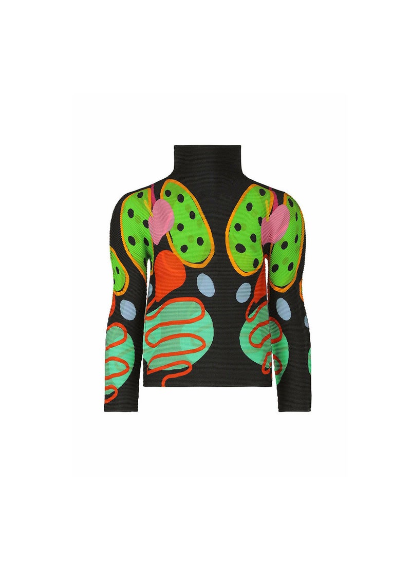 Sanjiang 3 Months New Model 2023 Me Pleated Series Half Polo / Turtle Neck Short Sleeves T-shirt Womens Thin Pullover Top Green