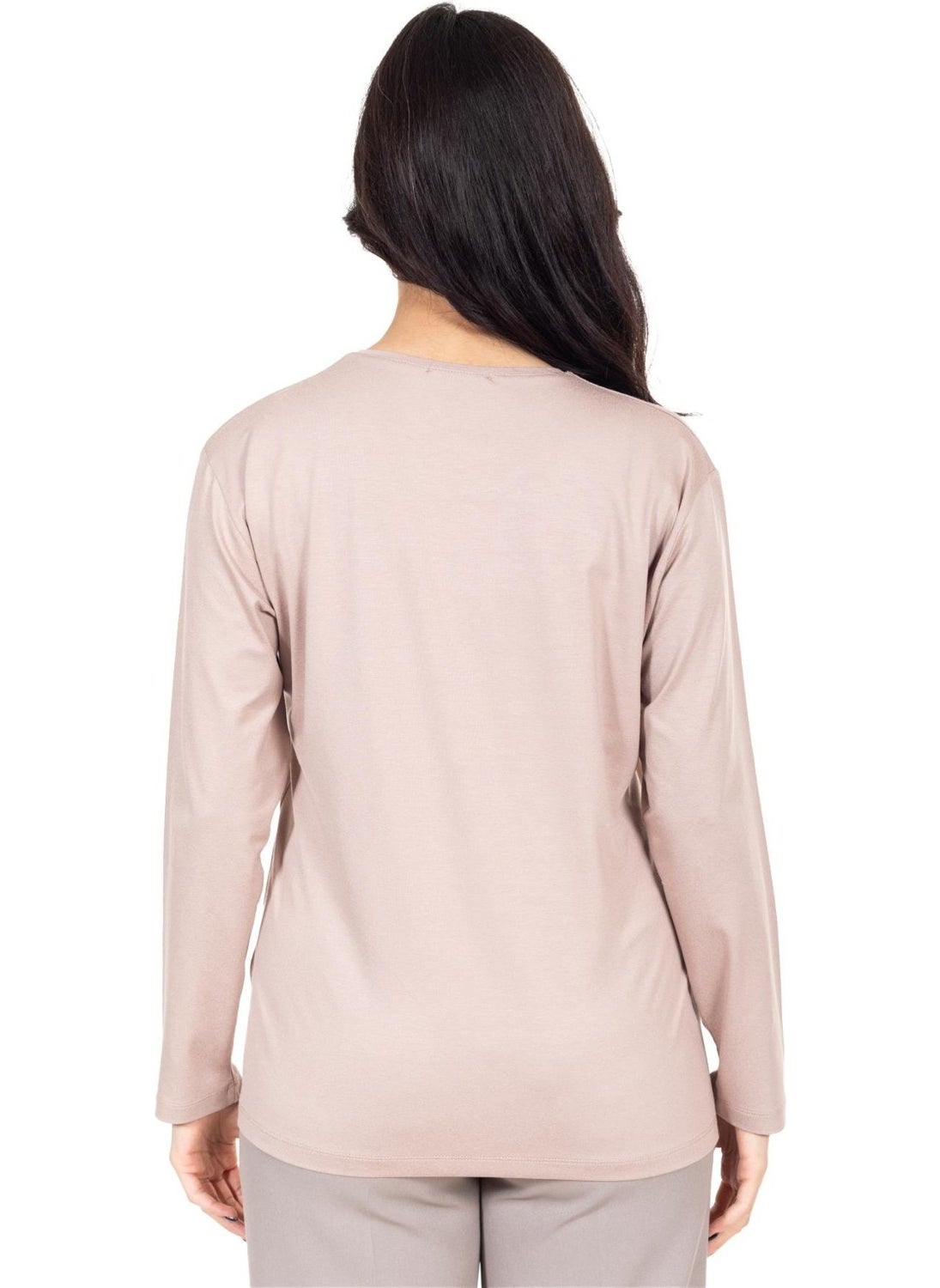 New Season Women's Middle Age and Above Viscose Cross-Stitch Embroidered Luxury Mother's Combed Cotton Blouse 24312