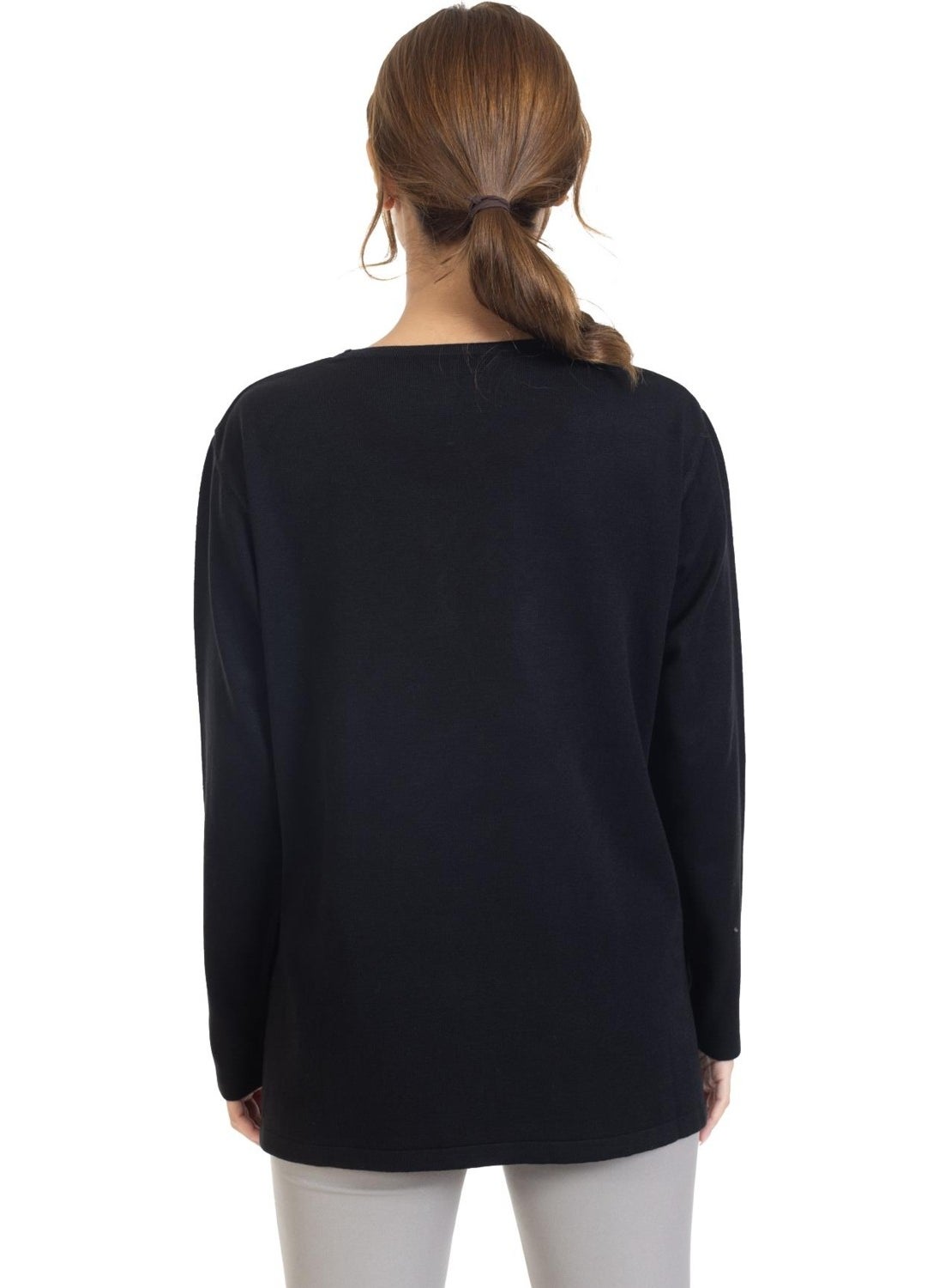 Women Middle Age and Above Flower Pattern Stone Embroidered Knitwear Knit Lycra Mother Blouse Sweater 23914