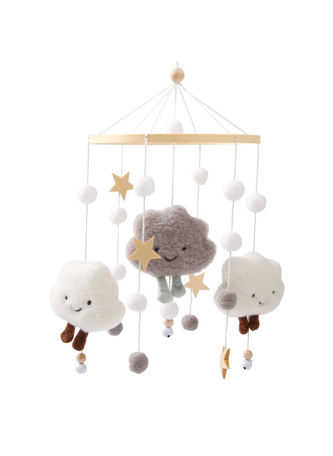 Hot Children's Bed Bell Hanging Ornaments Baby Crib Stroller Coax Sleep Soothing Rattle Bed Bell Toy-Colour:Cloud Star Bed Bell Gray