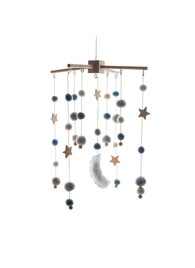 Newborn Baby Soothing Bed Bell Hanging Style Baby Sleeping Wind Chime Rotatable Educational Rocking Bell Toy-Color:Blue Star Bed Bell