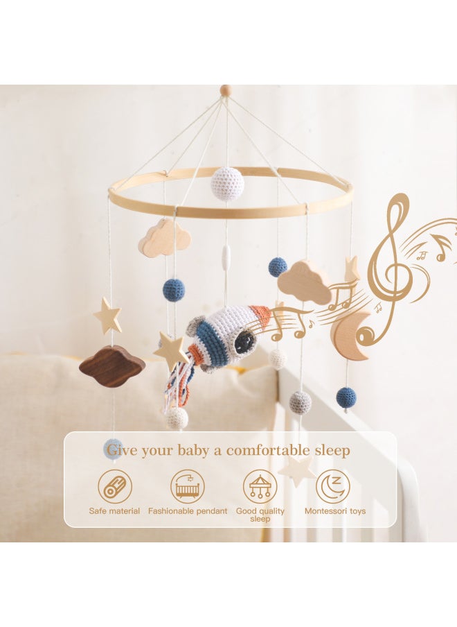 Nordic Style Children's Room Crochet Hanging Ornaments Newborn Baby's Crib Hanging Ornaments Hand-eye Coordination Crochet Doll Bed Bell-Colour:Small Circle Crochet Bed Bell Beige Five-pointed Star