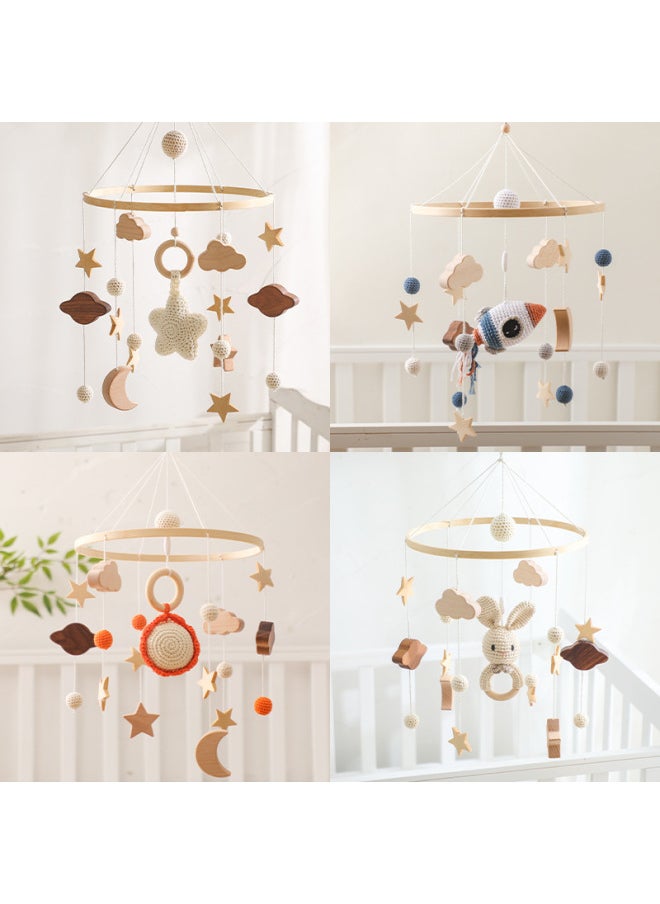 Nordic Style Children's Room Crochet Hanging Ornaments Newborn Baby's Crib Hanging Ornaments Hand-eye Coordination Crochet Doll Bed Bell-Colour:Small Circle Crochet Bed Bell Beige Five-pointed Star