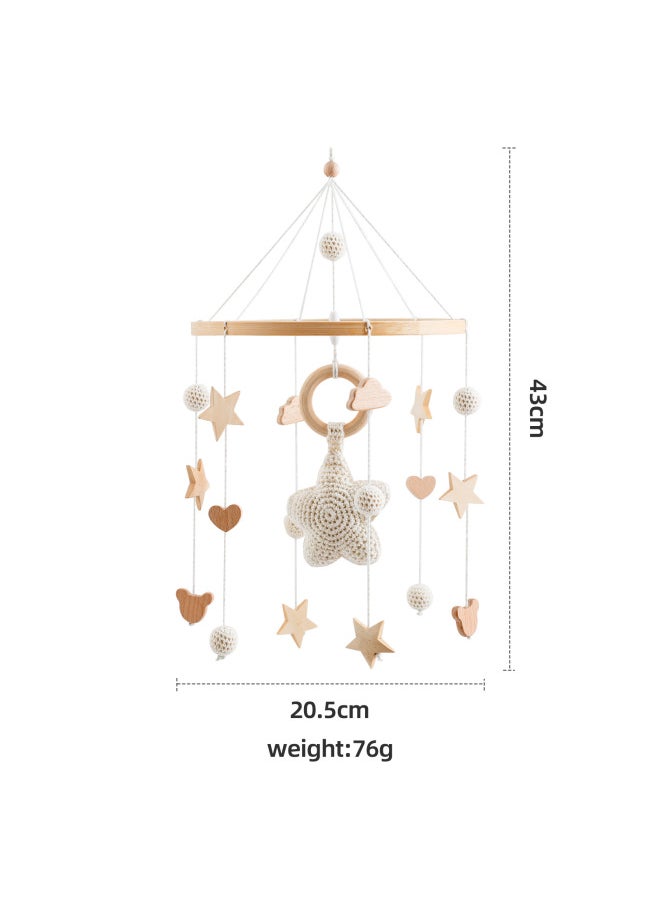 Nordic Style Children's Room Crochet Hanging Ornaments Newborn Baby's Crib Hanging Ornaments Hand-eye Coordination Crochet Doll Bed Bell-Colour:Small Circle Crochet Bed Bell Beige Five-pointed Star