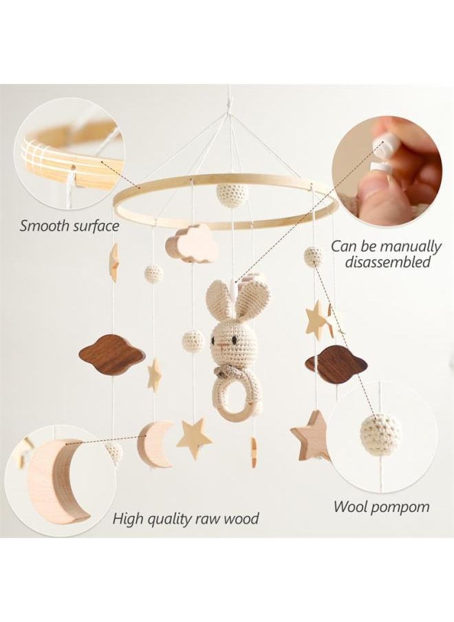 Nordic Style Children's Room Crochet Hanging Ornaments Newborn Baby's Crib Hanging Ornaments Hand-eye Coordination Crochet Doll Bed Bell-Colour:Small Circle Crochet Bed Bell Beige Five-pointed Star