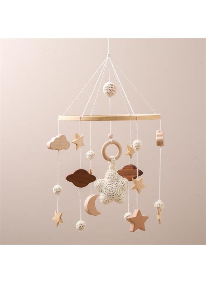 Nordic Style Children's Room Crochet Hanging Ornaments Newborn Baby's Crib Hanging Ornaments Hand-eye Coordination Crochet Doll Bed Bell-Colour:Small Circle Crochet Bed Bell Beige Five-pointed Star