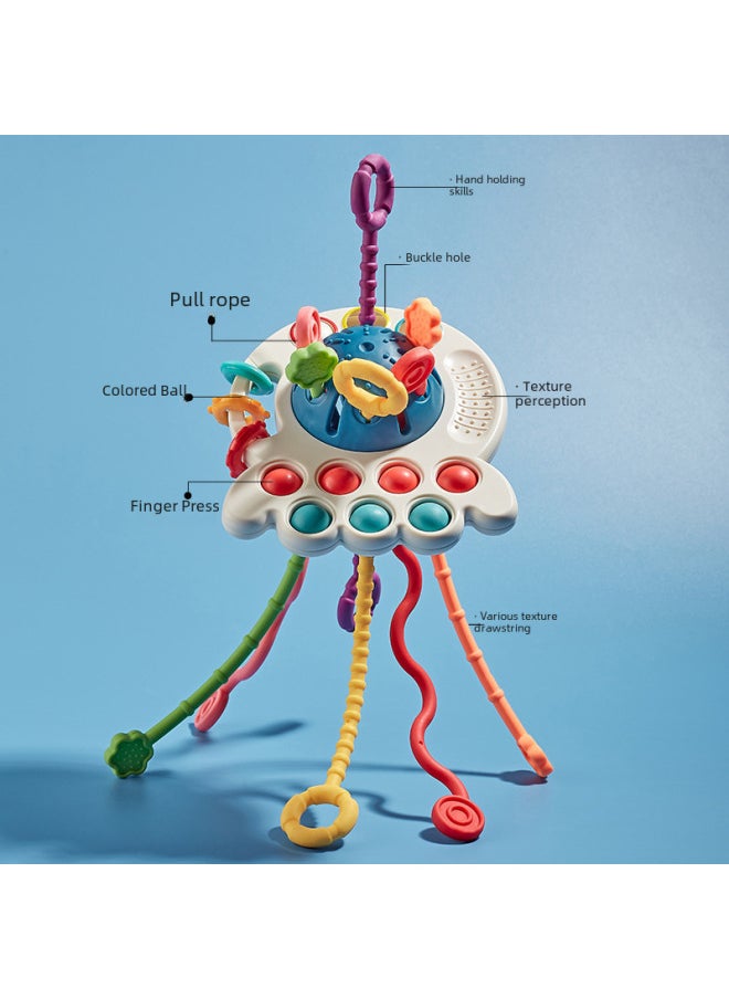 Baby Flying Saucer Toy 0-3 Baby Early Education Finger Toy Pull Pull Joy Educational Intelligence For Infants-Color:Shooting And Turning