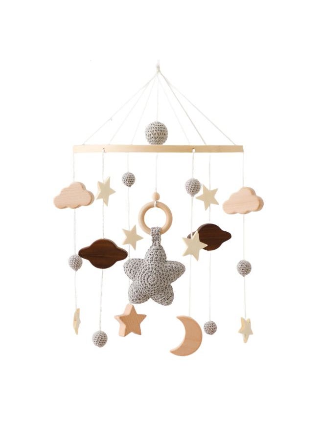 Nordic Style Children's Room Crochet Hanging Ornaments Newborn Baby's Crib Hanging Ornaments Hand-eye Coordination Crochet Doll Bed Bell-Colour:Gypsophila Bed Bell Gray