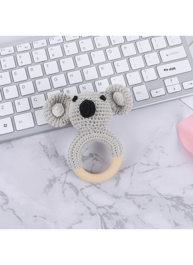 Cartoon Animal Knitted Baby Hand Bell Toy Sound Making Ringing Bell For 0-3 Infants Toddlers Handheld Ringing Toy-Color:Grey Rabbit Woody Circle