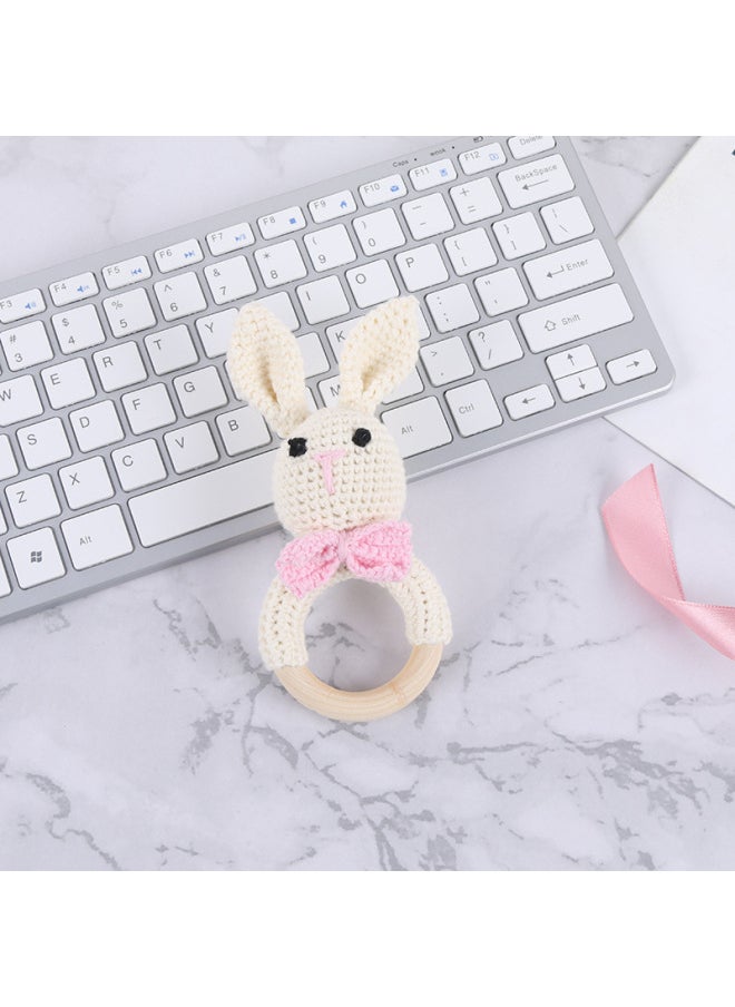 Cartoon Animal Knitted Baby Hand Bell Toy Sound Making Ringing Bell For 0-3 Infants Toddlers Handheld Ringing Toy-Color:Grey Rabbit Woody Circle