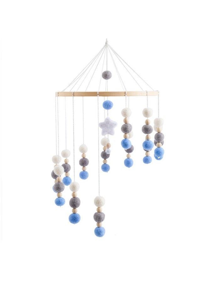 Newborn Baby Soothing Bed Bell Hanging Style Baby Sleeping Wind Chime Rotatable Educational Rocking Bell Toy-Color:Blue Fur Ball Bed Bell