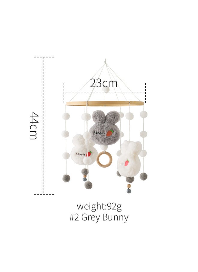 Newborn Baby Soothing Bed Bell Hanging Style Baby Sleeping Wind Chime Rotatable Educational Rocking Bell Toy-Color:gray Rabbit Bed Bell