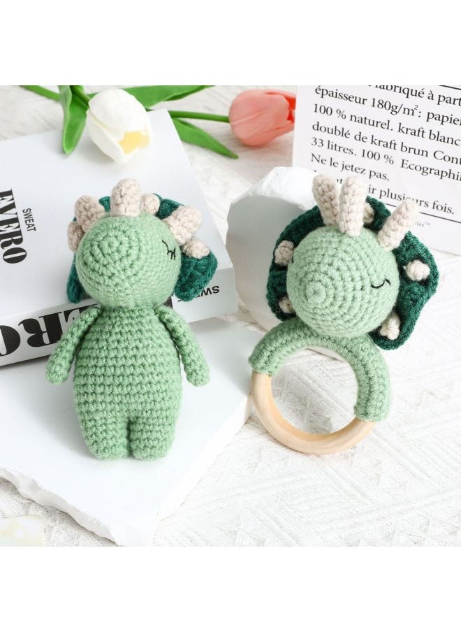 Baby Sensory Rattle Toy Handmade Crochet Animal Rattle Lion Fawn Elephant Newborn Doll Gift-Color:White Cow Rattle