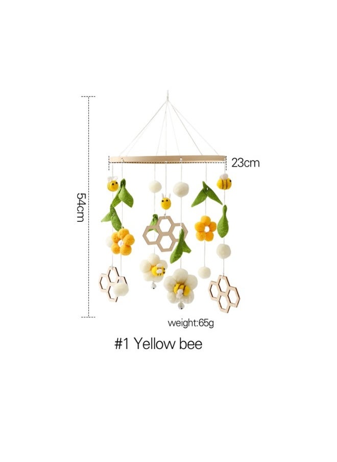 Newborn Baby Soothing Bed Bell Hanging Style Baby Sleeping Wind Chime Rotatable Educational Rocking Bell Toy-Color:Yellow Bee Flower Bed Bell