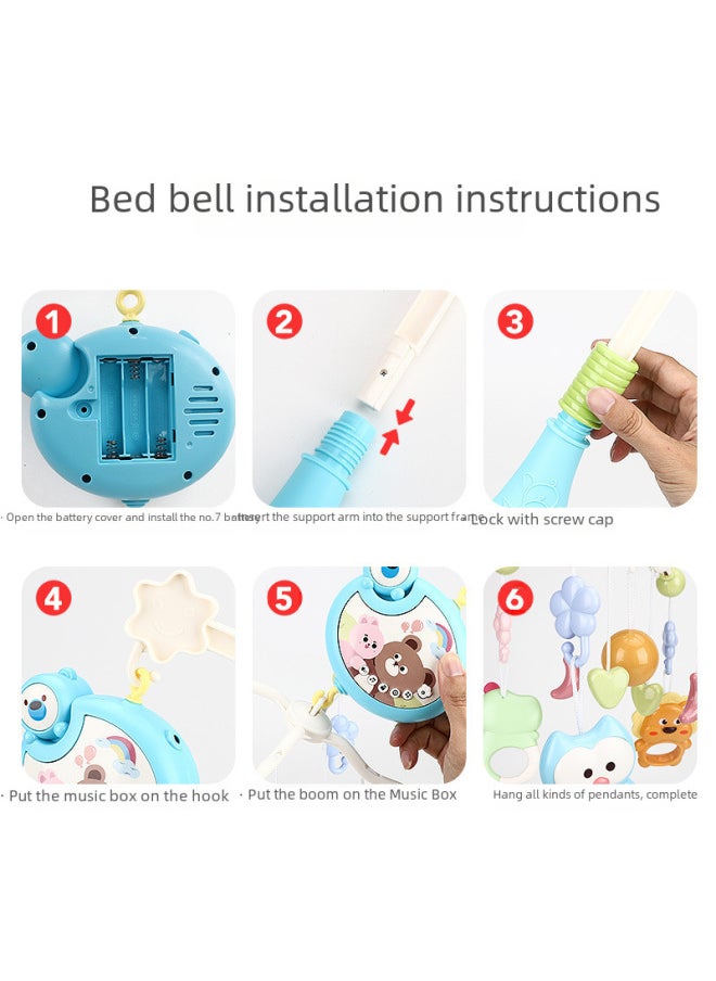 Newborn Baby Electric Rotating Bedside Bell Remote Control Projection Bed Bell Toy 0-1 Year Old Baby Soothing Music Rocking-Color:Owl/mail Order Box/red