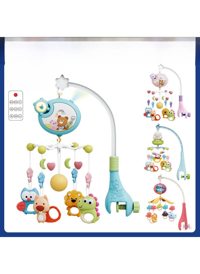 Newborn Baby Electric Rotating Bedside Bell Remote Control Projection Bed Bell Toy 0-1 Year Old Baby Soothing Music Rocking-Color:Owl/mail Order Box/red