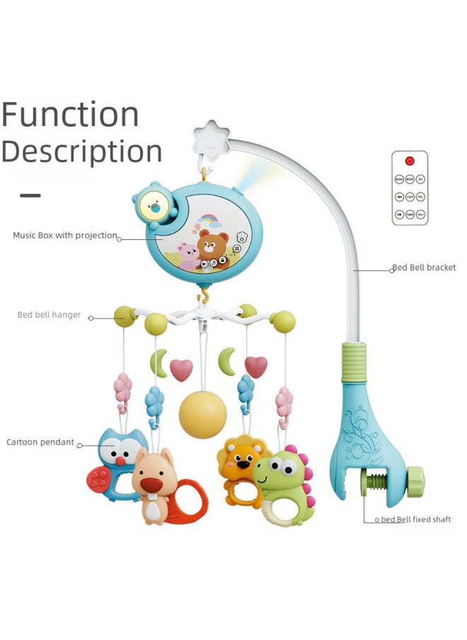 Newborn Baby Electric Rotating Bedside Bell Remote Control Projection Bed Bell Toy 0-1 Year Old Baby Soothing Music Rocking-Color:Owl/mail Order Box/red