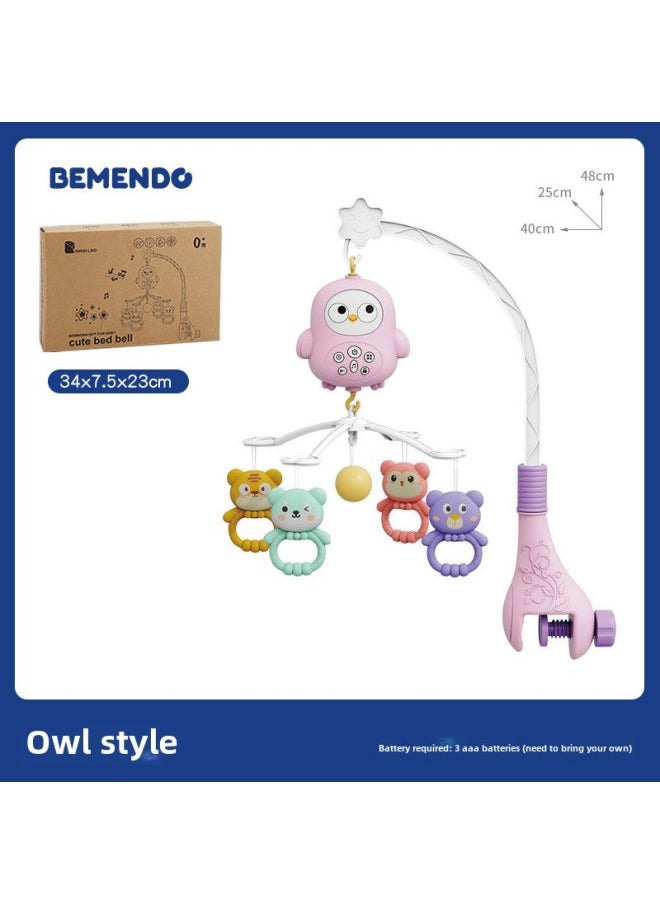 Newborn Baby Electric Rotating Bedside Bell Remote Control Projection Bed Bell Toy 0-1 Year Old Baby Soothing Music Rocking-Color:Owl/mail Order Box/red