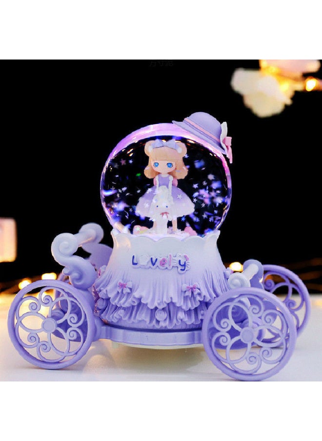 6-12 Years Old Children Girls Crystal Ball Music Box Princess Carriage Rotating Music Box Girls Birthday Christmas-Color:Princess Leta Powder-Size:Large Carriage Music + Lanterns + Automatic Snow + Rotation