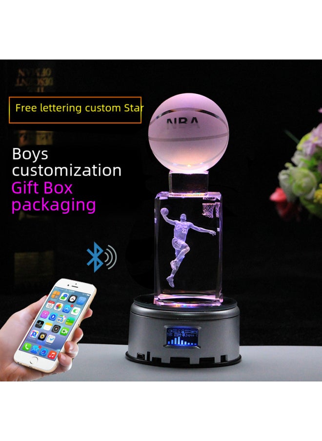 Birthday Gift For Boys Creative Practical Diy Crystal Basketball Music Box Ornaments Souvenirs Valentine's Day Gift-Color:18 Music Lamp Holder-Dimensions:Durant Dunk