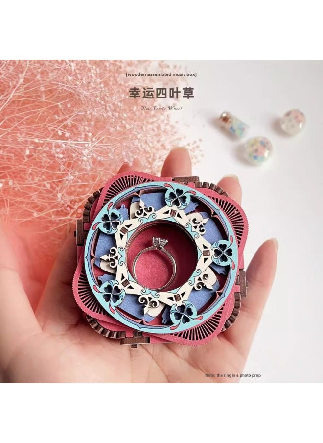 Music Box Wooden Assembled Model Music Box Confession Girlfriend Stereo Diy Music Box Birthday Gift Box-Color:Cherry Blossom Realm-Size:Music: To Alice