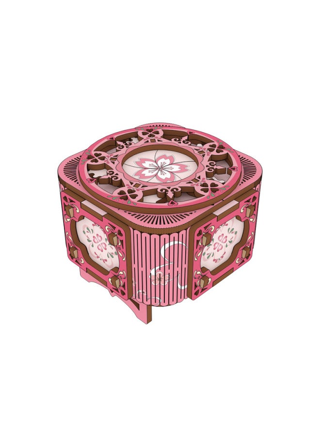 Music Box Wooden Assembled Model Music Box Confession Girlfriend Stereo Diy Music Box Birthday Gift Box-Color:Cherry Blossom Realm-Size:Music: To Alice