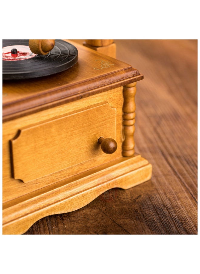 Wooden Simulation Phonograph Music Box Music Box Festival Wedding Gift Furniture Decoration Music Box-Dimensions:Track: Fairy Tales