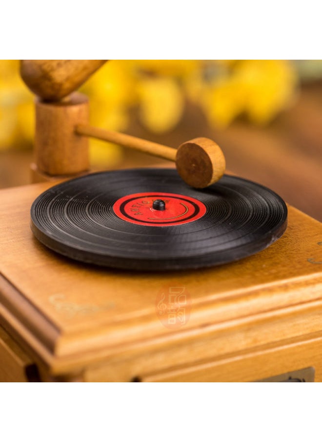 Wooden Simulation Phonograph Music Box Music Box Festival Wedding Gift Furniture Decoration Music Box-Dimensions:Track: Fairy Tales