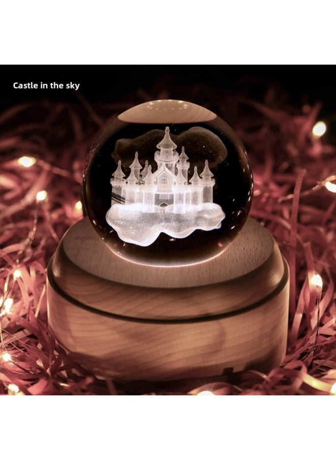 Creative Rotating Music Box Deer Birthday Eight-tone Box Crystal Ball Music Gift For Girls Valentine's Day Gift-Color:Sky City-Dimensions:Rotating Colorful Bluetooth Speaker