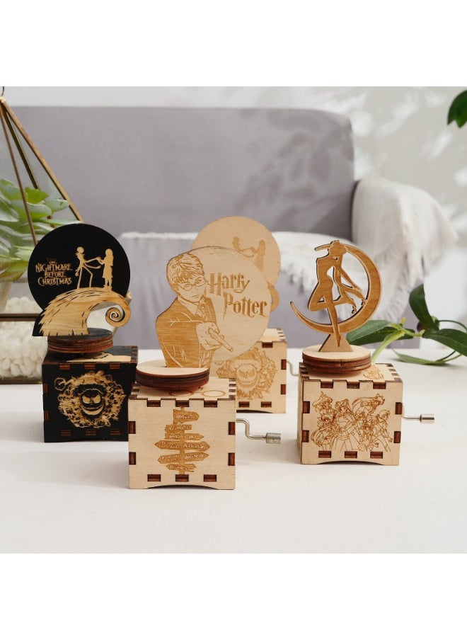 Rotatable Music Box Hand Cranked Octave Box Creative Toys Stall Display Items Gifts-Color:Clockwork Happy Birthday