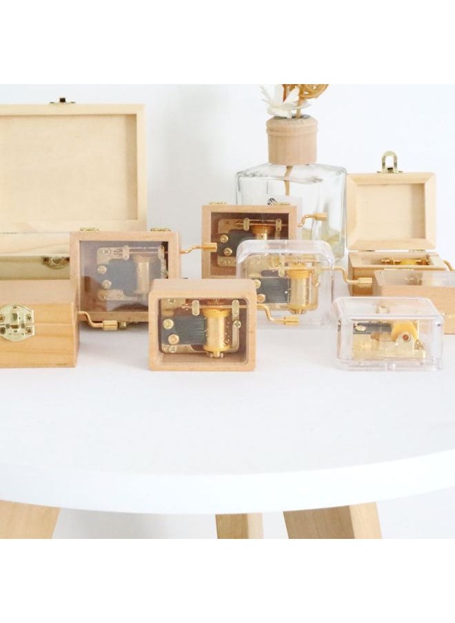 Golden Core Transparent Music Box Hand-cranked Wooden Music Box Student Gift Creative Gift Birthday-Color:Beech Small Photo Frame Music Box-Dimensions:Little Star
