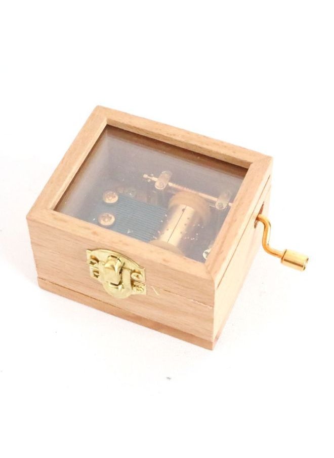 Golden Core Transparent Music Box Hand-cranked Wooden Music Box Student Gift Creative Gift Birthday-Color:Beech Small Photo Frame Music Box-Dimensions:Little Star