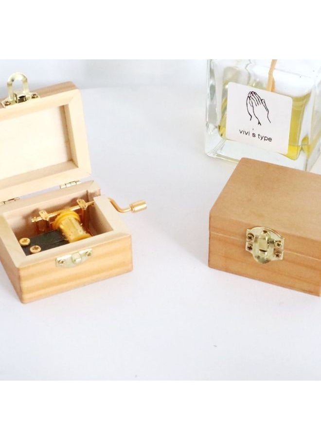 Golden Core Transparent Music Box Hand-cranked Wooden Music Box Student Gift Creative Gift Birthday-Color:Beech Small Photo Frame Music Box-Dimensions:Little Star