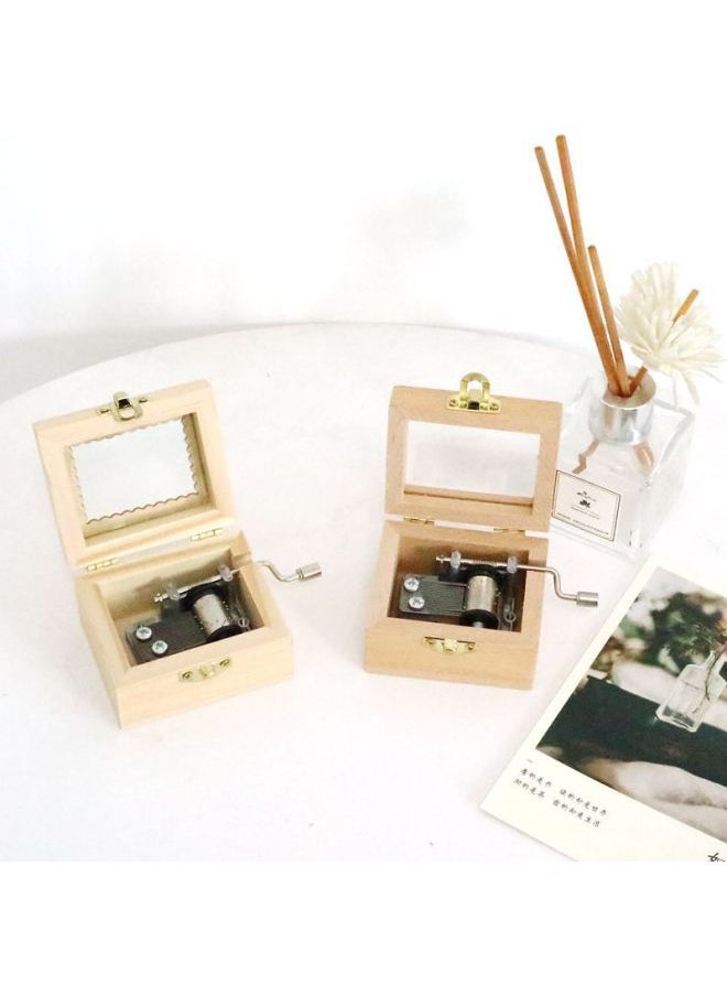 Transparent Music Box Hand Wooden Music Box Student Gift Creative Gift Birthday Gift Wholesale-Color:Transparent Beech Music Box-Dimensions:Track 