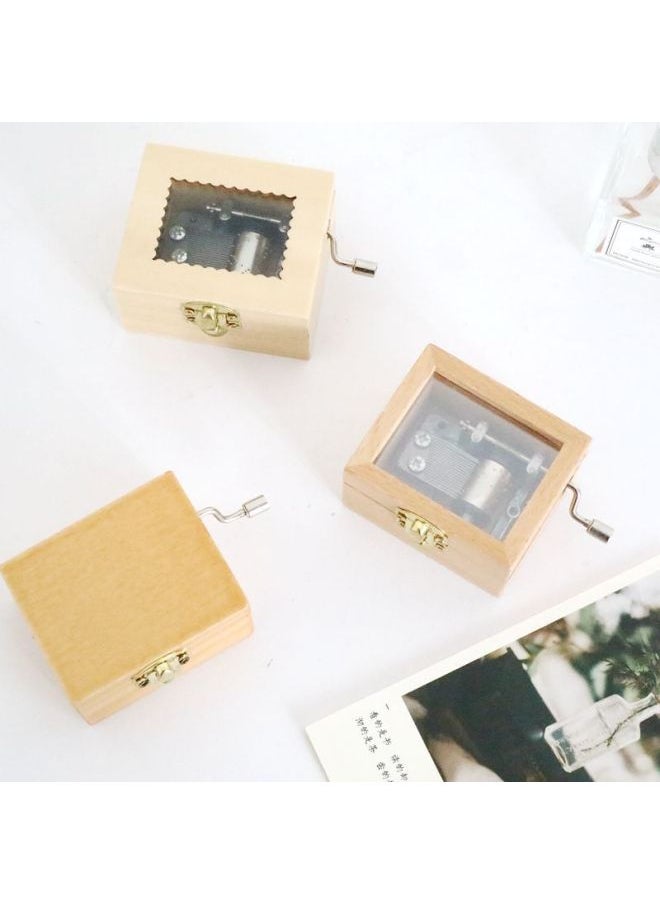 Transparent Music Box Hand Wooden Music Box Student Gift Creative Gift Birthday Gift Wholesale-Color:Transparent Beech Music Box-Dimensions:Track 