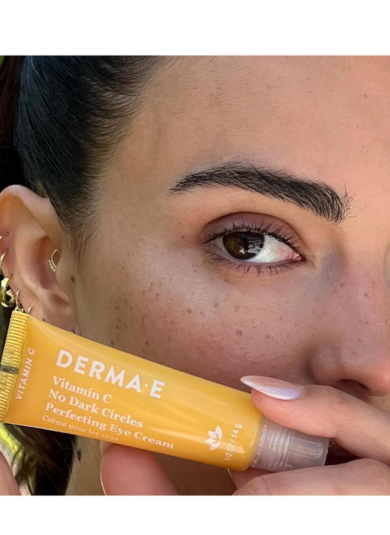 Derma E Vitamin C No Dark Circles Perfecting Eye Cream – Color Correcting Vitamin C with Turmeric and Caffeine for Fine Lines and Under Eye Puffiness, 0.5 Oz