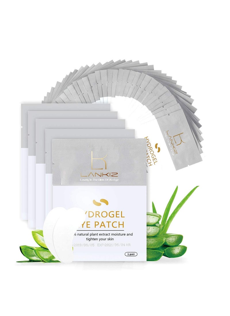 LANKIZ 100 Pairs Under Eye Gel Pads for Lash Extensions, 100% Natural Plant Extract, Collagen Hydrogel, Lint-Free, Moisturizing, Reduces Dark Circles and Eye Puffiness