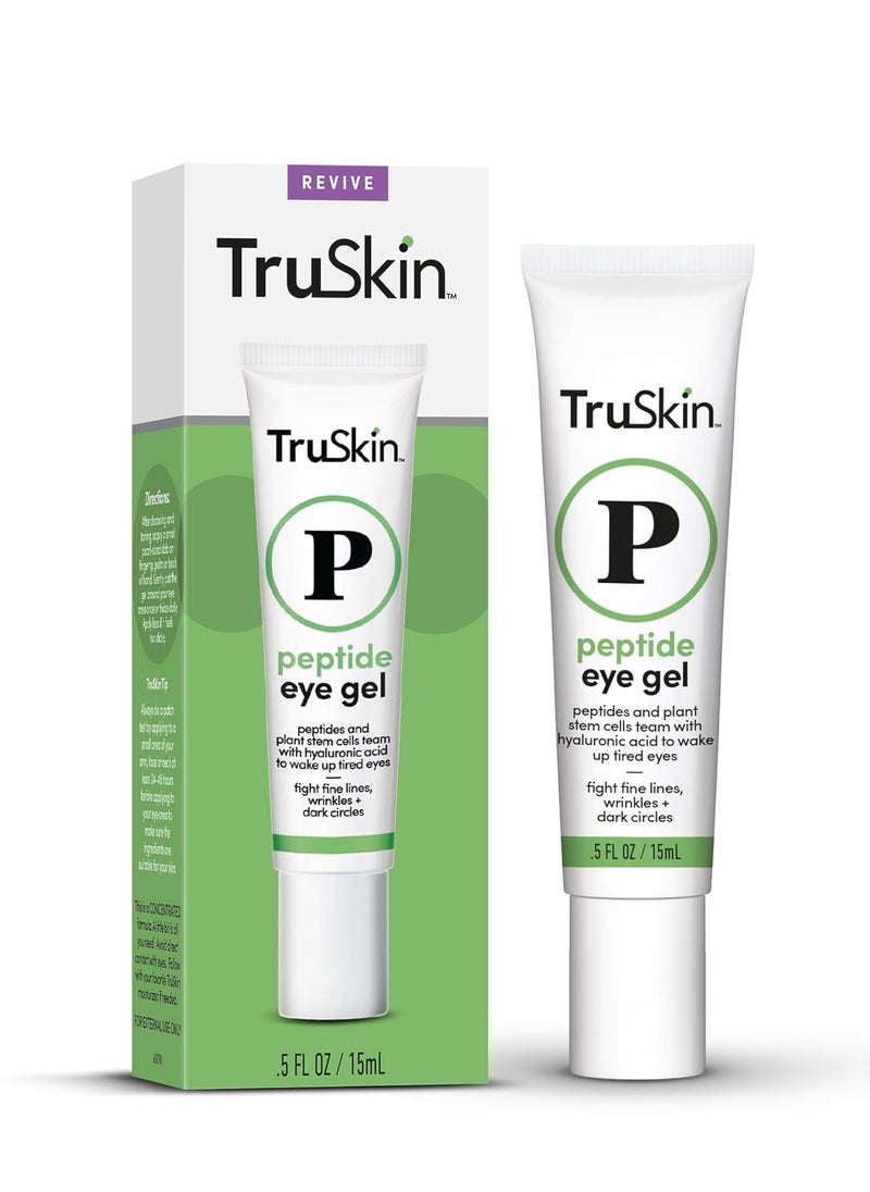 TruSkin Peptide Eye Gel – Improve Look of Dark Circles & Lines for Brighter-Looking Eye Area – Under Eye Care with Peptides, Plant Stem Cells, Hyaluronic Acid – Wake Up Tired Eyes, 0.5 fl oz