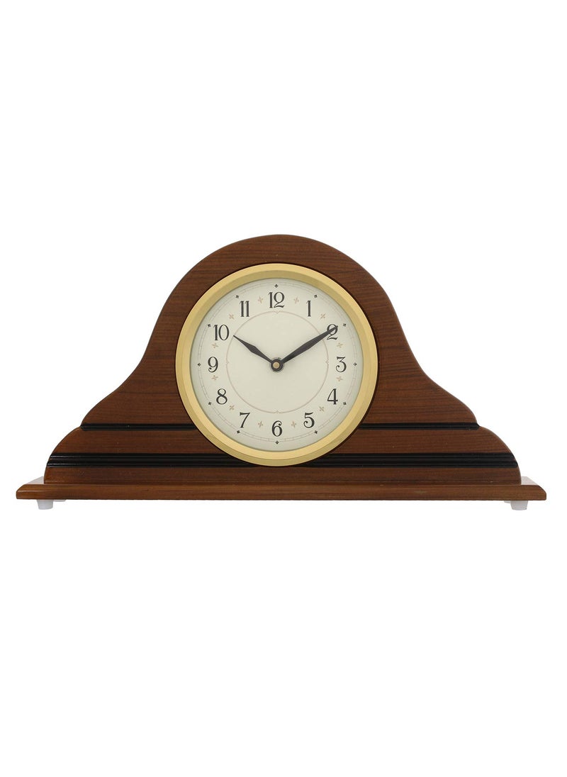 CHRONIKLE Horizontal Elegant Wooden Analog English Numbers Table Clock for Office Desk Study Room Home Decoration Gifts Size 40 x 6 x 205 CM Weight 940 Gram Color Brown