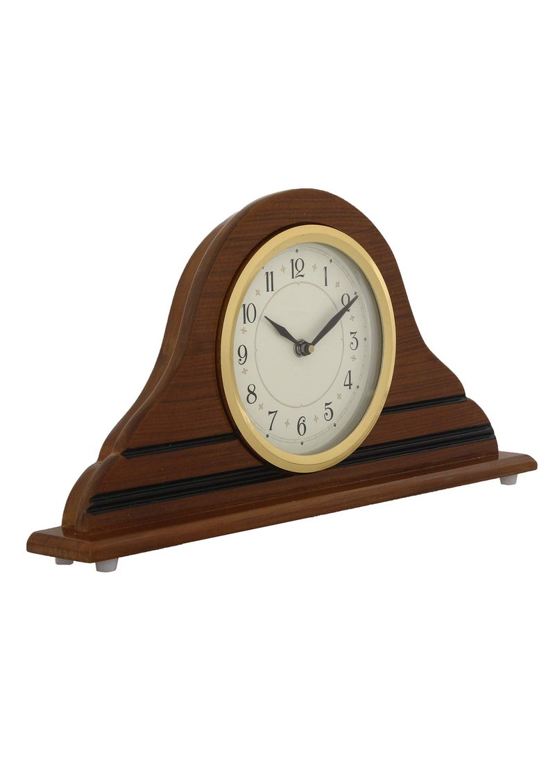 CHRONIKLE Horizontal Elegant Wooden Analog English Numbers Table Clock for Office Desk Study Room Home Decoration Gifts Size 40 x 6 x 205 CM Weight 940 Gram Color Brown