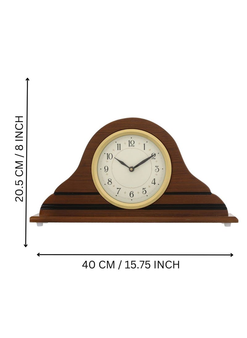 CHRONIKLE Horizontal Elegant Wooden Analog English Numbers Table Clock for Office Desk Study Room Home Decoration Gifts Size 40 x 6 x 205 CM Weight 940 Gram Color Brown