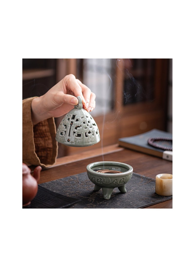 Ceramic incense burner celadon incense burner sandalwood agarwood incense burner indoor creative kiln porcelain tea ceremony incense ornaments